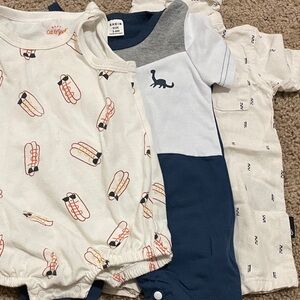 Stylish Kids Bodysuit Set - Cream, Blue, White